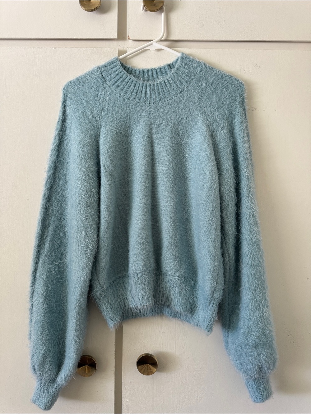 MUMU Soft Blue Fuzzy Knit Women's Sweater